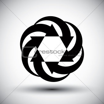 Six arrows loop conceptual icon, abstract new idea vector symbol