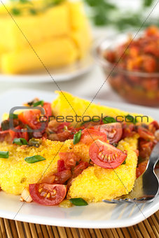 Polenta Slices with Colombian Hogao
