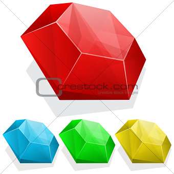 Set of gems in different color