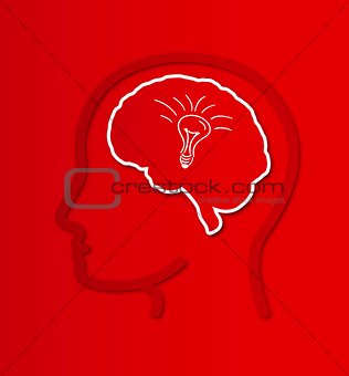 human brain in head with bulb