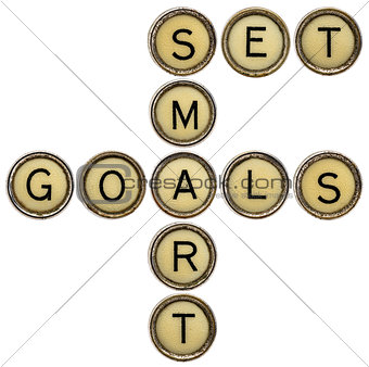 set smart goals in  typewriter keys 