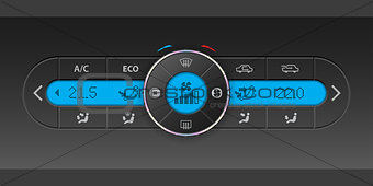 Digital air condition dashboard design with blue lcd