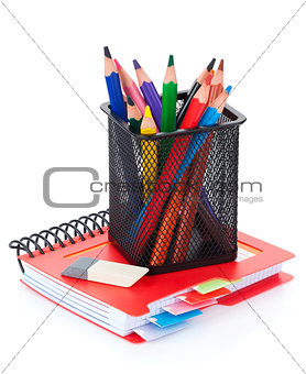 Colorful pencils and notepad