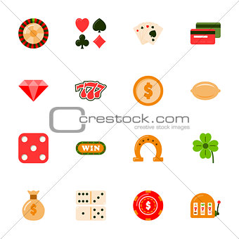 Casino flat icons set