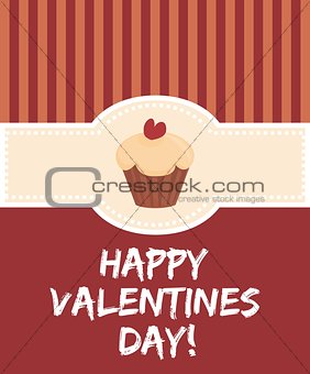 Happy valentines day vector card with cake