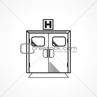 Black line vector icon for hospital entrance door