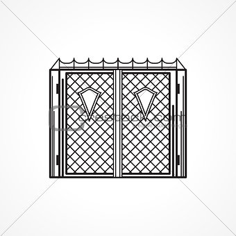 Line vector icon for iron gates