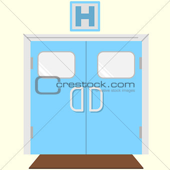 Flat color vector icon for hospital entrance