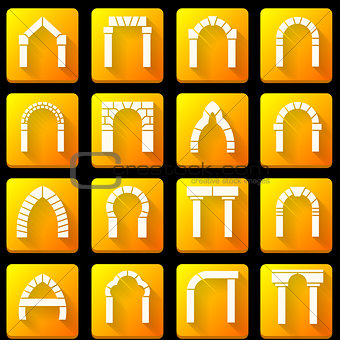 Flat icons vector collection for archway