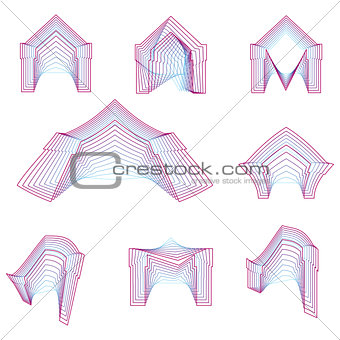 Abstract geometrical line vector icons for arch