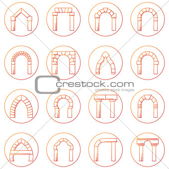 Sketch icons vector collection of different types arch