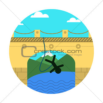 Flat vector icon for extreme sport. Rope jumping.
