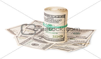 Vertical roll on the hundred dollar bills