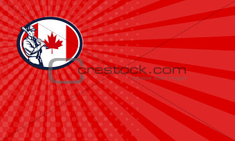 Business card Canadian Baseball Batter Canada Flag Retro