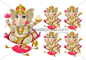 Ganesh in 5 different colors