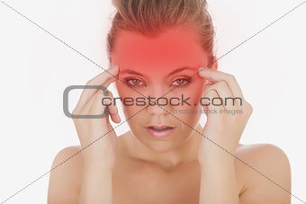 Woman massaging her temples