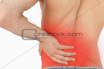 Young man experiencing back pain