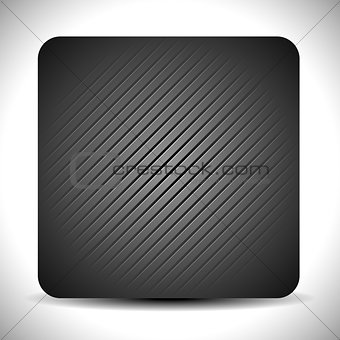 Empty square plate, button with slanting lines texture