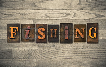Fishing Wooden Letterpress Concept