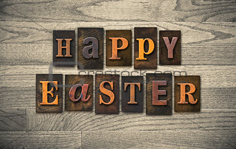 Happy Easter Wooden Letterpress Concept