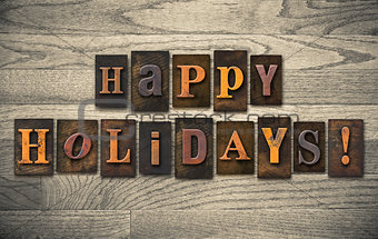 Happy Holidays Wooden Letterpress Concept