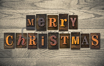 Merry Christmas Wooden Letterpress Concept