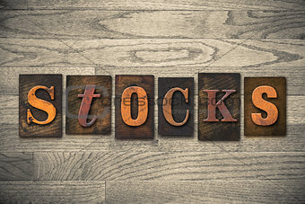 Stocks Concept Wooden Letterpress Type