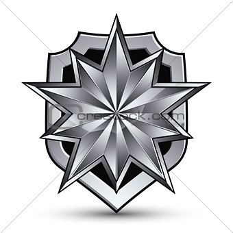 Branded gray geometric symbol, stylized silver star, best for us