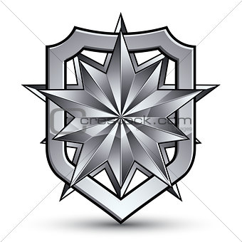 3d heraldic vector template with polygonal silver star, complica