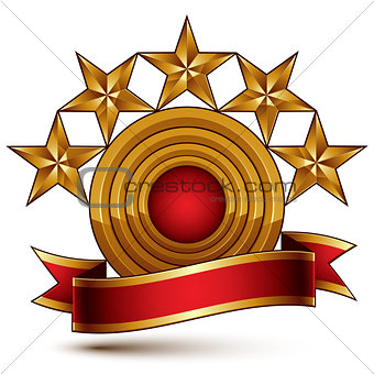 3d vector classic royal symbol with sophisticated five golden st