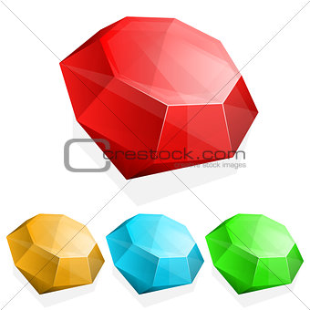 Set of gems in different color