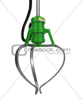 Closed Metal Robotic Claw in Green Color.