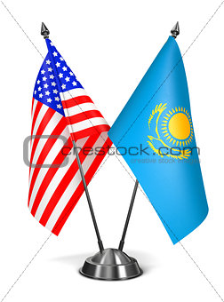 USA and Kazakhstan - Miniature Flags.