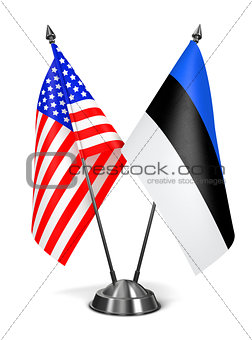 USA and Estonia - Miniature Flags.