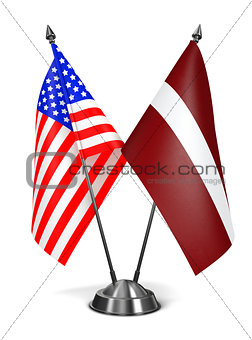 USA and Latvia - Miniature Flags.