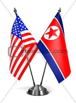 USA and North Korea - Miniature Flags.