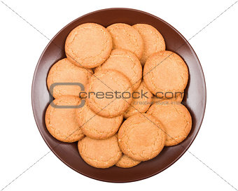 ginger biscuits on a plate on a white background