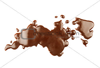 Chocolate sauce patches background, isolated