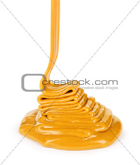 liquid caramel, isolated on white background