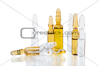 vials of medicine on a white background