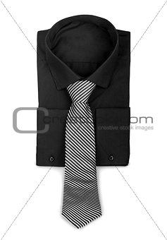 Black shirt with a tie. The concept of business