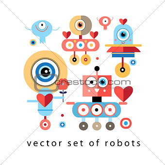 set of funny robots lovers
