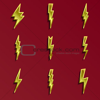 Lightning 3d icons set