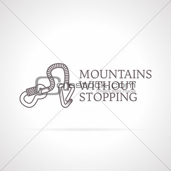Vector illustration of climbing gear icon with text