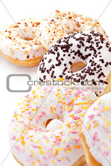 Donuts isolated on white background.