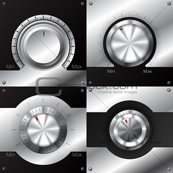 Volume knobs with black and metallic elements