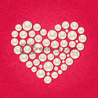 Pearl Heart on Pink Background
