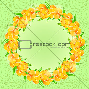 Card with Round Frame from Sea-buckthorn Berries