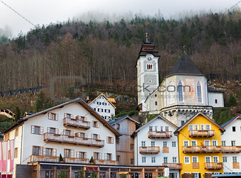 Historic buildings in Hallstatt, Salzkammergut, Austrian Alps