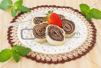 Bolo de rolo (swiss roll, roll cake) Brazilian chocolate dessert